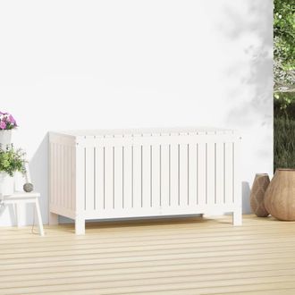 Berkfield Home Garden Storage Box White 115x49x60 cm Solid Wood Pine | Size: 115 x 49 x 60 cm
