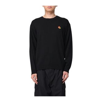 Kenzo Sweatshirts, male, Black, Size: XL Flower Logo Cotton Sweater