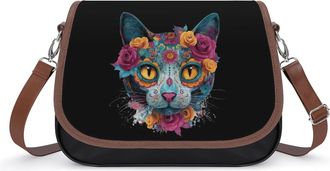 Generic The Day of Dead Skull Cat Fashion Womens Crossbody Bags Novelty Handbag Shoulder Bag Purse