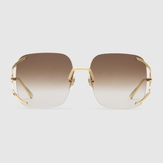 Gucci Square Metal Sunglasses, Brown