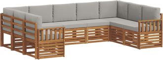 vidaXL Conjunto De Sof&aacute;s De Exterior 9 Uds. Gris Natural Y Claro Vidaxl