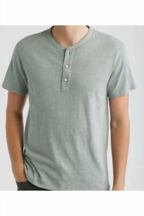 Rag & Bone Classic Flame Short Sleeve Henley Tee In Blue Grey