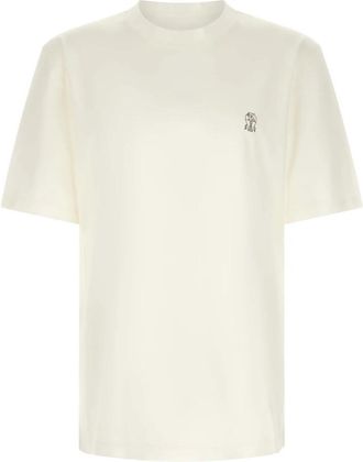 Brunello Cucinelli T-shirt van katoenen jersey met ronde hals - Heren - T-shirts - Wit - S - Katoen - Tops