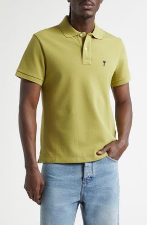 Ami Ami de Coeur Embroidered Cotton Piqu&eacute; Polo in Matcha at Nordstrom, Size X-Large