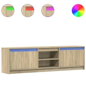 Berkfield Home TV Cabinet with LED Sonoma Oak 180x34x50 cm Engineered Wood in Light Tan | Size: 180 x 34 x 50 cm