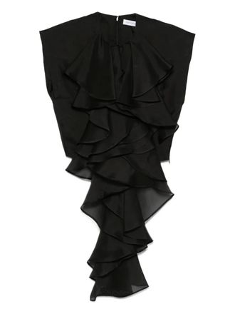 Viktor & Rolf layered-ruffle silk top - women - Silk - L - Black