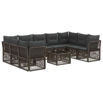 vidaXL Conjunto De Sof&aacute;s De Jard&iacute;n 10 Pcs Gris Rat&aacute;n Sint&eacute;tico Vidaxl