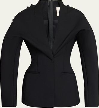 Jacquemus Tailored Shark Tooth-Trim Blazer