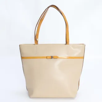 Ferragamo Beige Orange Leather Handbag Tote Bag (Pre-Owned)