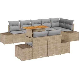 vidaXL Garden Sofa Set with Storage 9 pcs Beige Poly rattan vidaXL