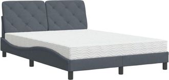 vidaXL Vidaxl - Cama Con Colch&oacute;n Terciopelo Gris Oscuro 140x190 Cm