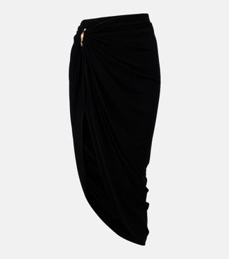 Sportmax Draped asymmetric cr&ecirc;pe midi skirt
