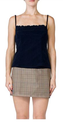 Ciao Lucia Tomasina Velvet Tank Top In Midnight Navy