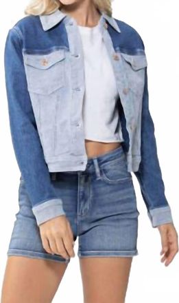 Judy Blue Two Toned Color Denim Jacket In Blue