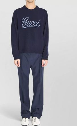 Gucci wool crew neck sweater intarsia lettering