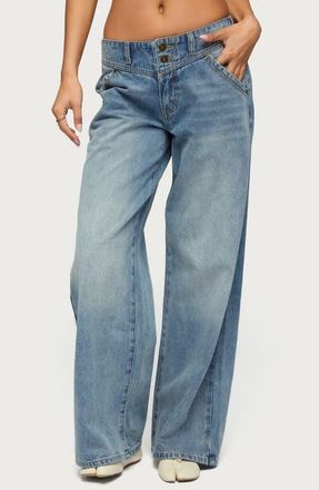 Edikted Meredith Wide Leg Jeans in Light-Blue at Nordstrom, Size X-Large