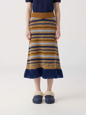 Alanui Gonna tubino midi in maglia di lana con motivo geometrico e frange