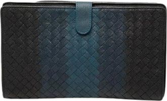 Bottega Veneta Pre-owned Intrecciato Leren Clutch Tas - Dames - Vintage Accessoires - Blauw - ONE Size - Leer - Vintage