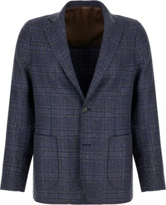 Barba Blazer monopetto a quadri - Blu