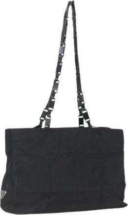 Prada Pre-owned Tote Bags, female, Black, Size: ONE SIZE Pre-owned Vintage Nylon Tote Bag