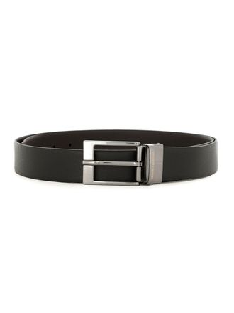 A|X Armani Exchange engraved logo leather belt - Black