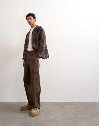 Topman Pantaloni cargo bombati marroni-Marrone