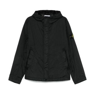 Stone Island Windbreaker Jacket with Logo Badge - male - Stone Island - Light Jackets - Black - 2XL - Jackets