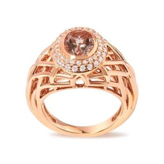 House of Brilliance 14K Gold Morganite & 3/8 Cttw Diamonds Cocktail Ring in Pink at Nordstrom