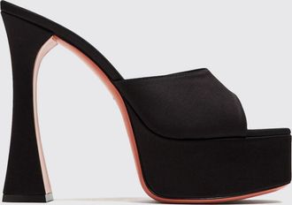 Amina Muaddi Sandali mules Dalida in raso con tacco a rocchetto e plateau