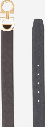 Ferragamo Mens Belt Calf Leather Dark Brown-Black Brown/black