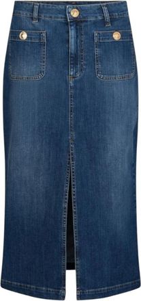 Liu Jo Longuette Denim Rok - Dames - Spijkerrokken - Blauw - W26 - Denim - Rokken