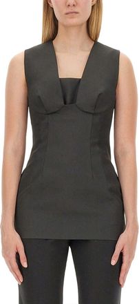 Sportmax Structured Sleeveless Top With Deep Square Neckline