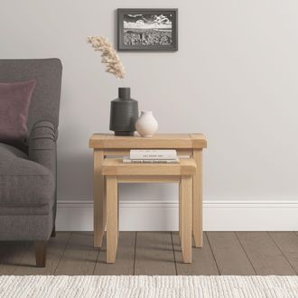 Seconique Windsor Nest of 2 Tables (Fully Assembled) in Light Oak