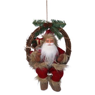 Vacchetti Vacchetti - Tela Pap&aacute; Noel En Guirnalda Rojo Marr&oacute;n Cm23,5x13,5h30