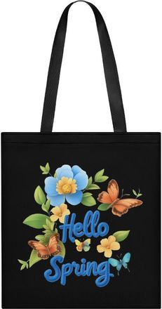 Generic Spring Butterfly Flowers Womens Tote Casual Shopping Bag Lightweight Shoulder Bags Hobos Handbag for Work Travel Daily 35x40cm