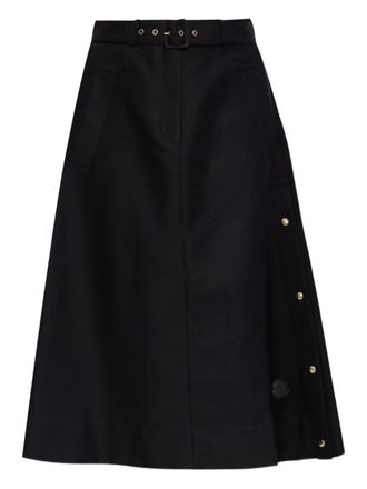Moncler Midi-rok met knoopsluiting en ceintuur - Zwart