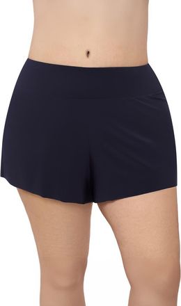 Aqua Green Plus Size High Waist Beach Short Swimsuit Bottom in True Navy at Nordstrom, Size 1 X