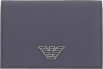 Emporio Armani Saffiano Kaarthouder - Heren - Portefeuilles - Grijs - ONE Size - Leer - Accessoires
