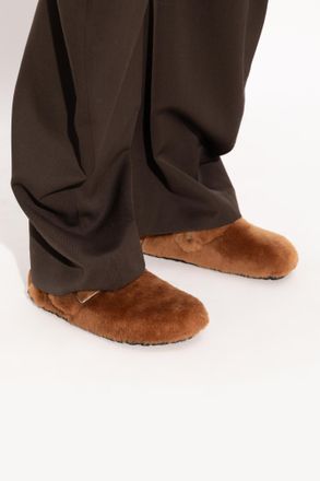 Birkenstock Boston 1774 Shearling Mules, Womens, Brown