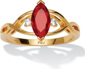 Palm Beach Jewelry Marquise Simulated Birthstone Gold-plated Ring