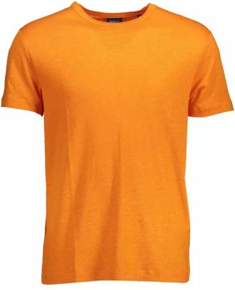 GANT Geborduurde Linnen T-shirt - Heren - T-shirts - Oranje - S - Linnen - Tops