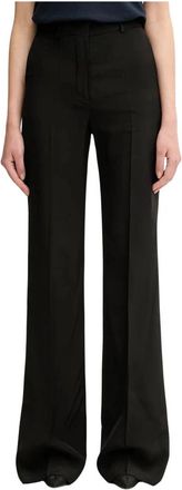 Sportmax Orario Trouser - Dames - Wijde Broeken - Zwart - XL - Leer - Broeken