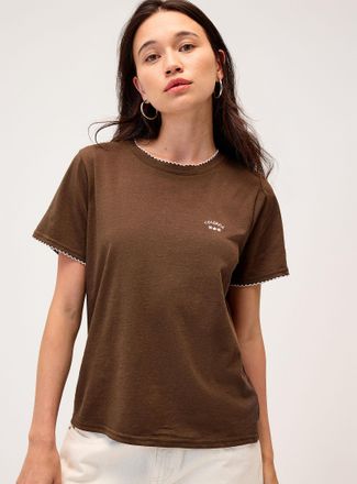 Twik Womens Scalloped trim mini-embroidery T-shirt