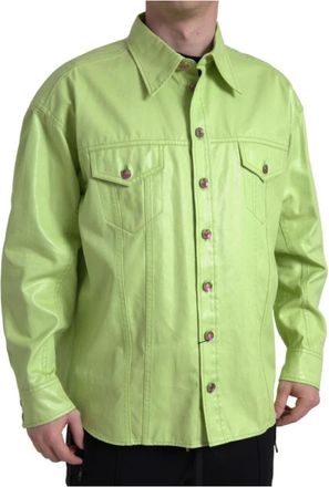 Dolce & Gabbana Overhemd met kraag en knopen - Heren - Casual Overhemden - Groen - XL - Katoen - Overhemden