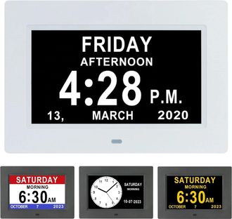 OEM Reloj Digital Lcd De 7 Pulgadas Con Calendario, Fecha, D&iacute;a Y Hora, Sin Abreviaturas, Atenuaci&oacute;n Autom&aacute;tica, 8 Idiomas, Pantalla Hd, Recordatorio Para 