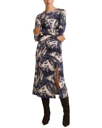 Reiss Riyo Ruched Print Midi Dress