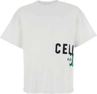 Celine T-Shirts, male, White, Size: M T-Shirt in Cotton Jersey
