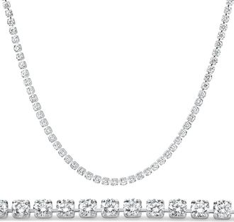 Pompeii3 Platinum 15 3/4Ct Diamond Tennis Necklace Lab Grown 17 Size: Medium