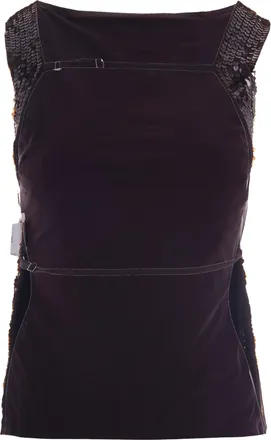 P.A.R.O.S.H. Womens Sequin Top Brown Print Polyamide Tops