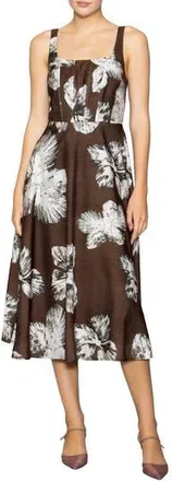 Melloday Floral Print Sleeveless Midi Dress in Brown Floral at Nordstrom Rack, Size X-Small